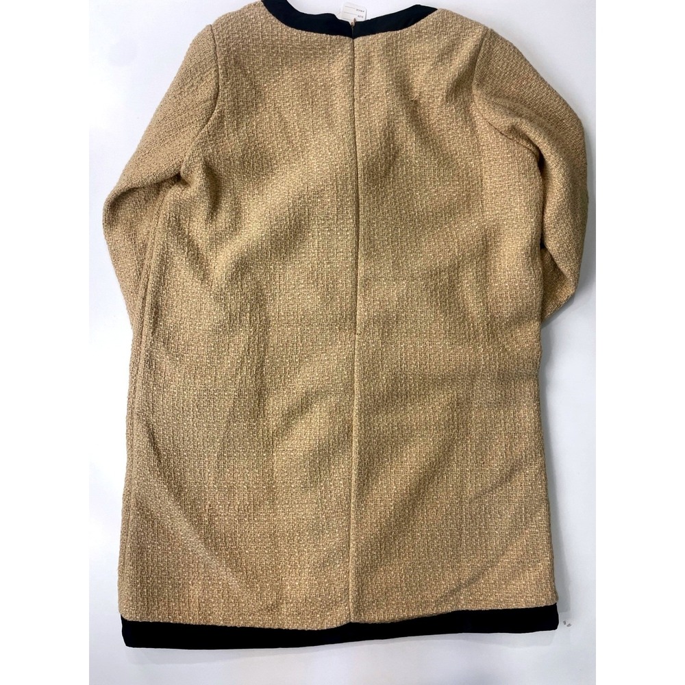 Pomander Place Tuckernuck Coco Tweed Bow Mini Shift Dress Large Beige Black Gold - Picture 4 of 9